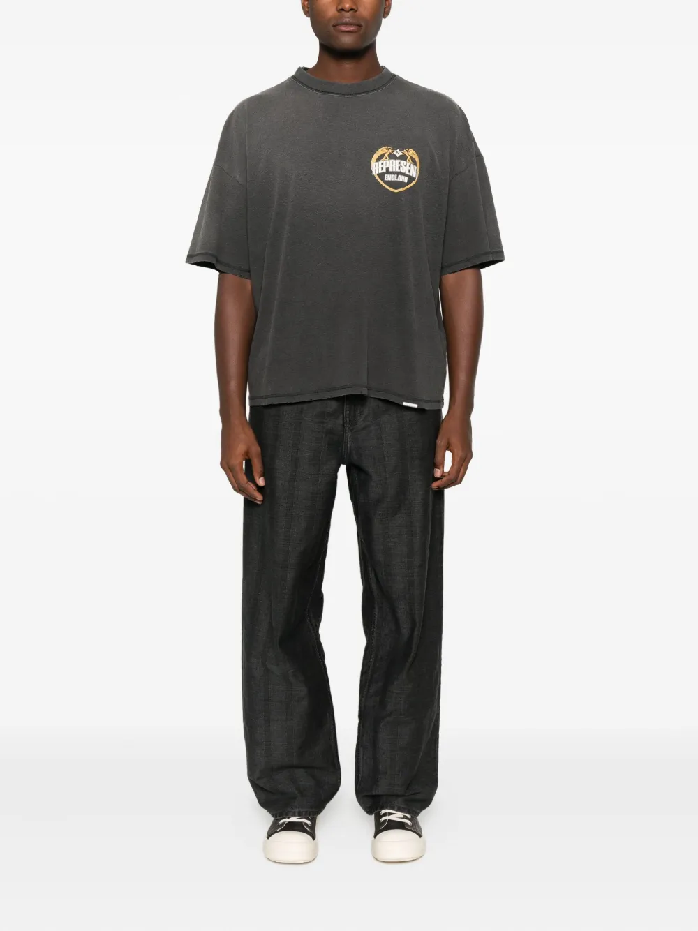 Represent Graphic Print Crew Neck Short Sleeve T-shirt In Gray