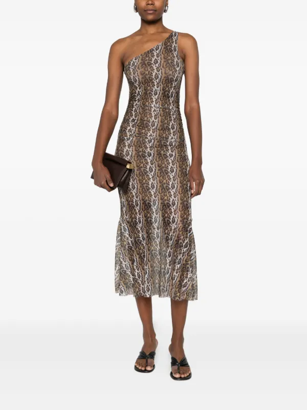 House Of Sunny Ruched one-shoulder Dress | Brown | FARFETCH NO
