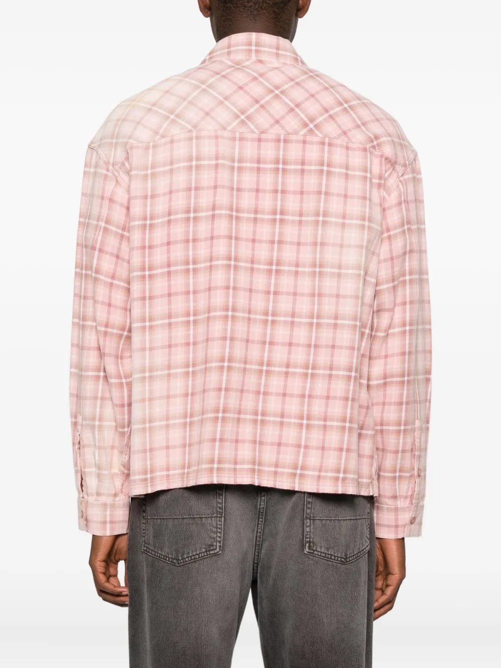 Represent Long Sleeve Plaid Shirt With Chest Pockets In Pink