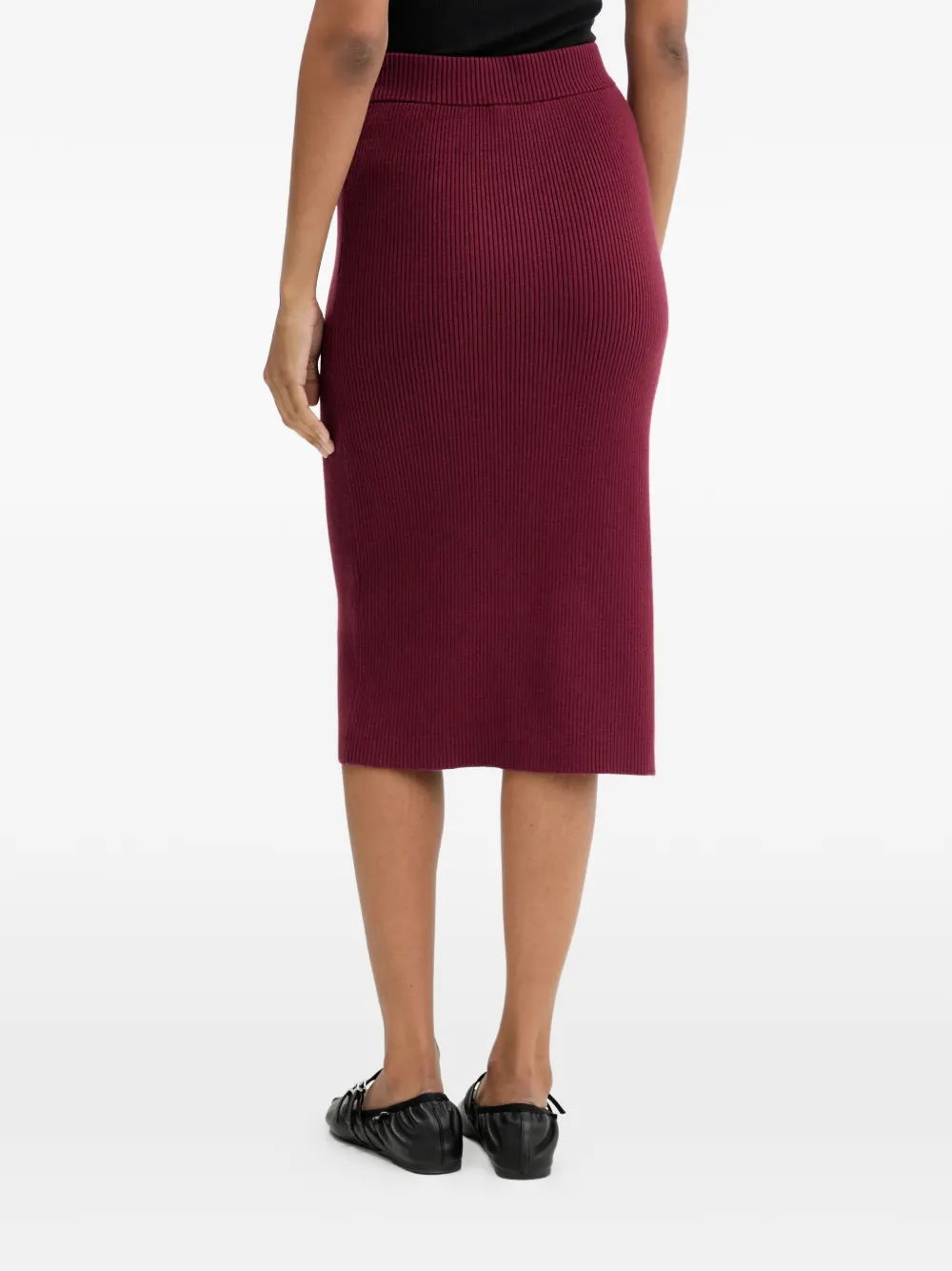 Karl Lagerfeld Jeans Zip-fastening Ribbed-knit Midi Skirt In Multi