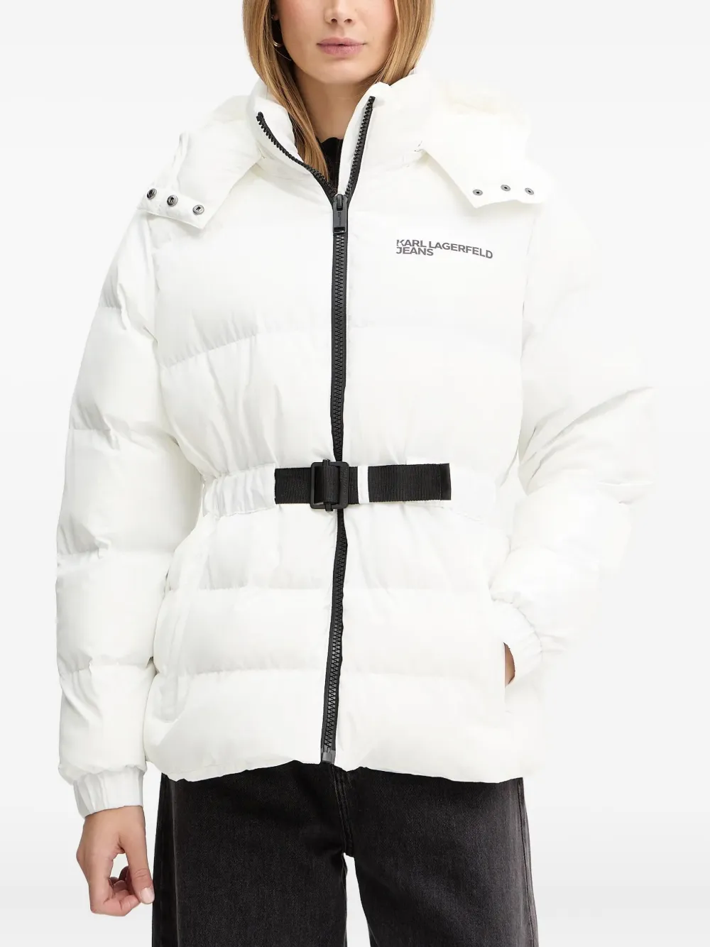 Karl Lagerfeld Jeans belted puffer jacket - Weiß