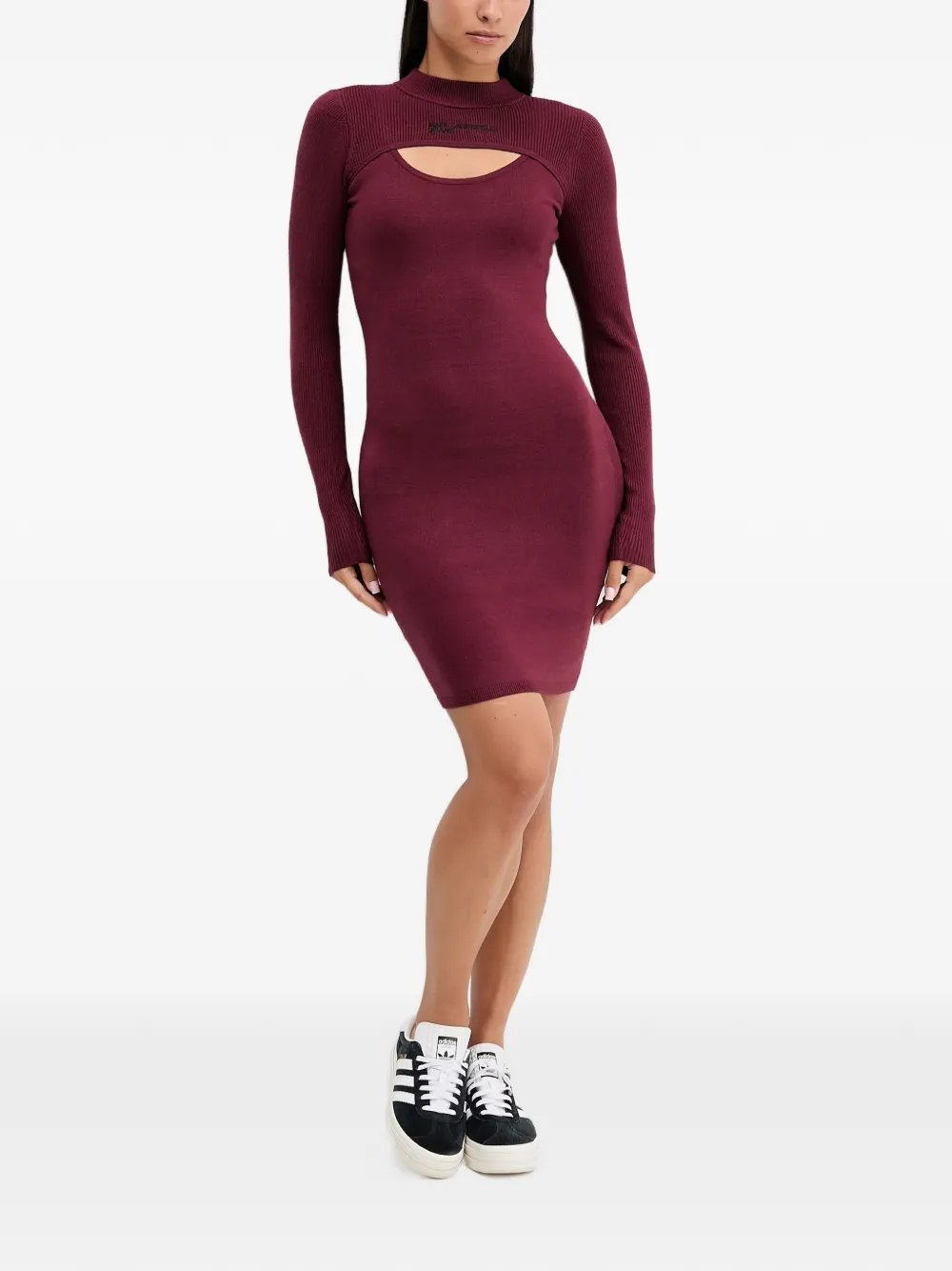 Karl Lagerfeld Jeans Cut-out Ribbed-knit Mini Dress In Animal Print