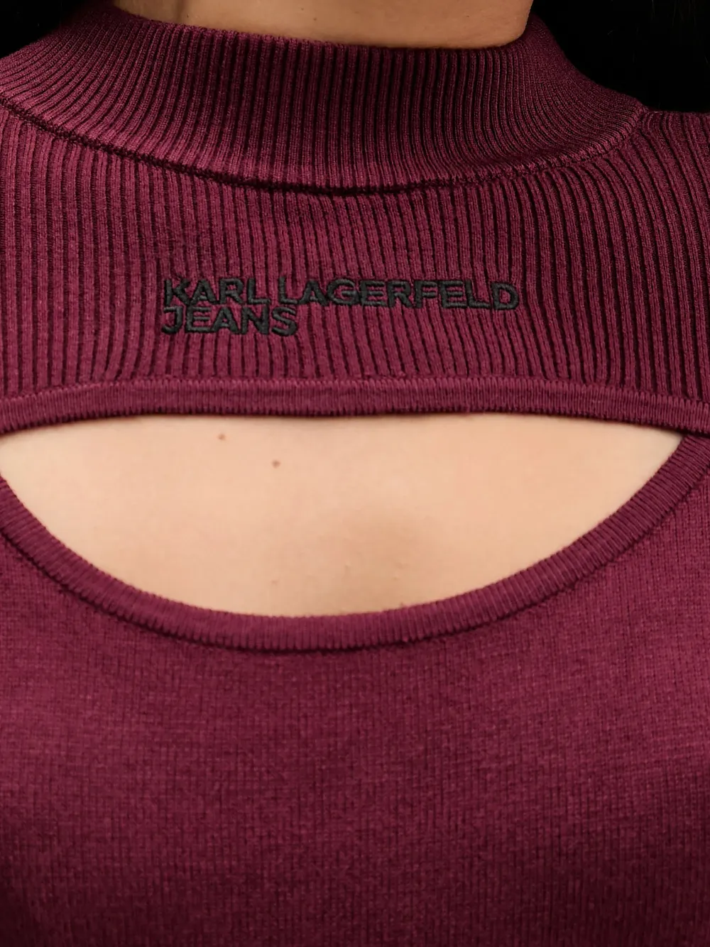 Karl Lagerfeld Jeans Cut-out Ribbed-knit Mini Dress In Animal Print