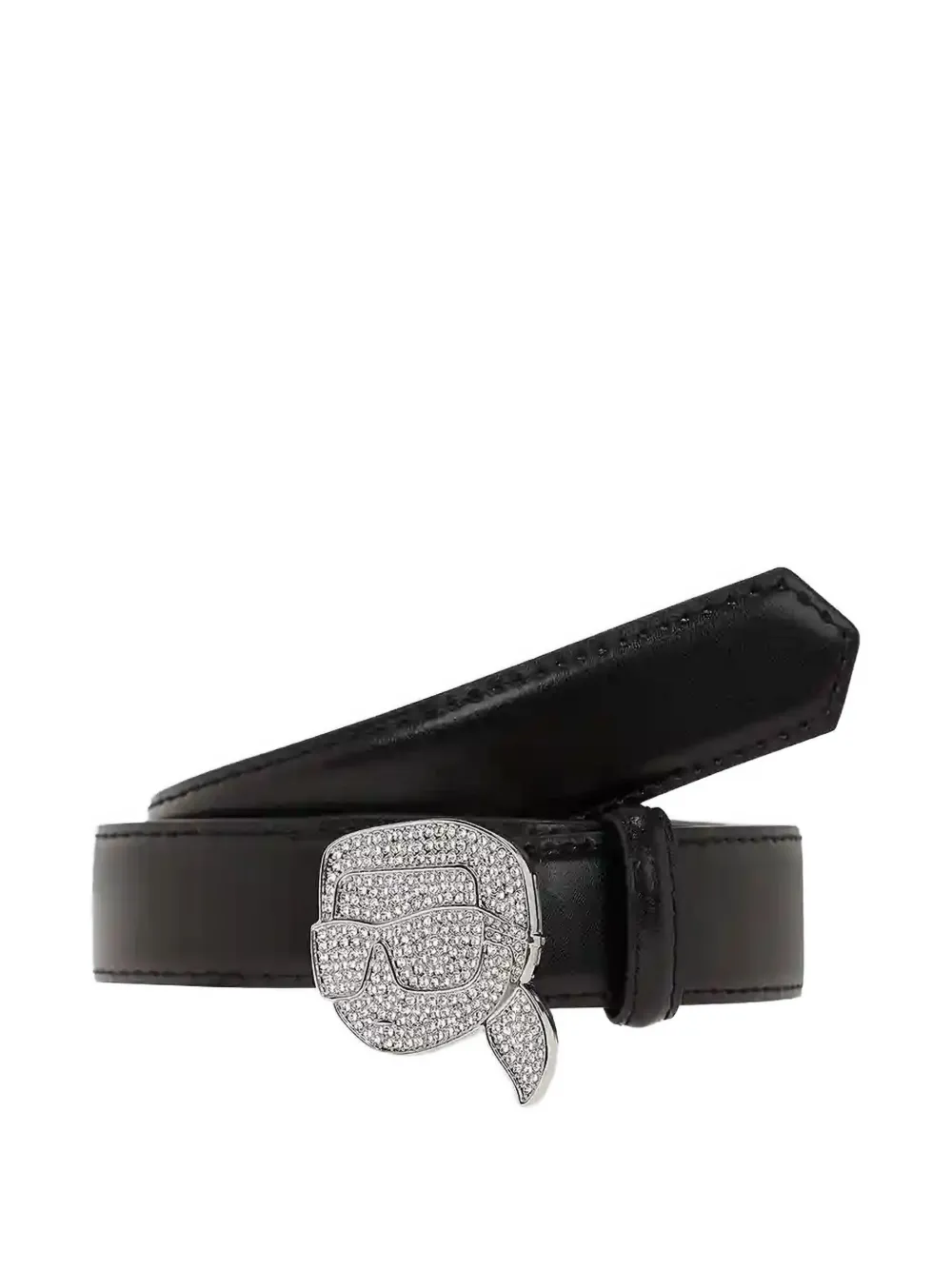 Karl Lagerfeld Embellished-buckle Belt In Black
