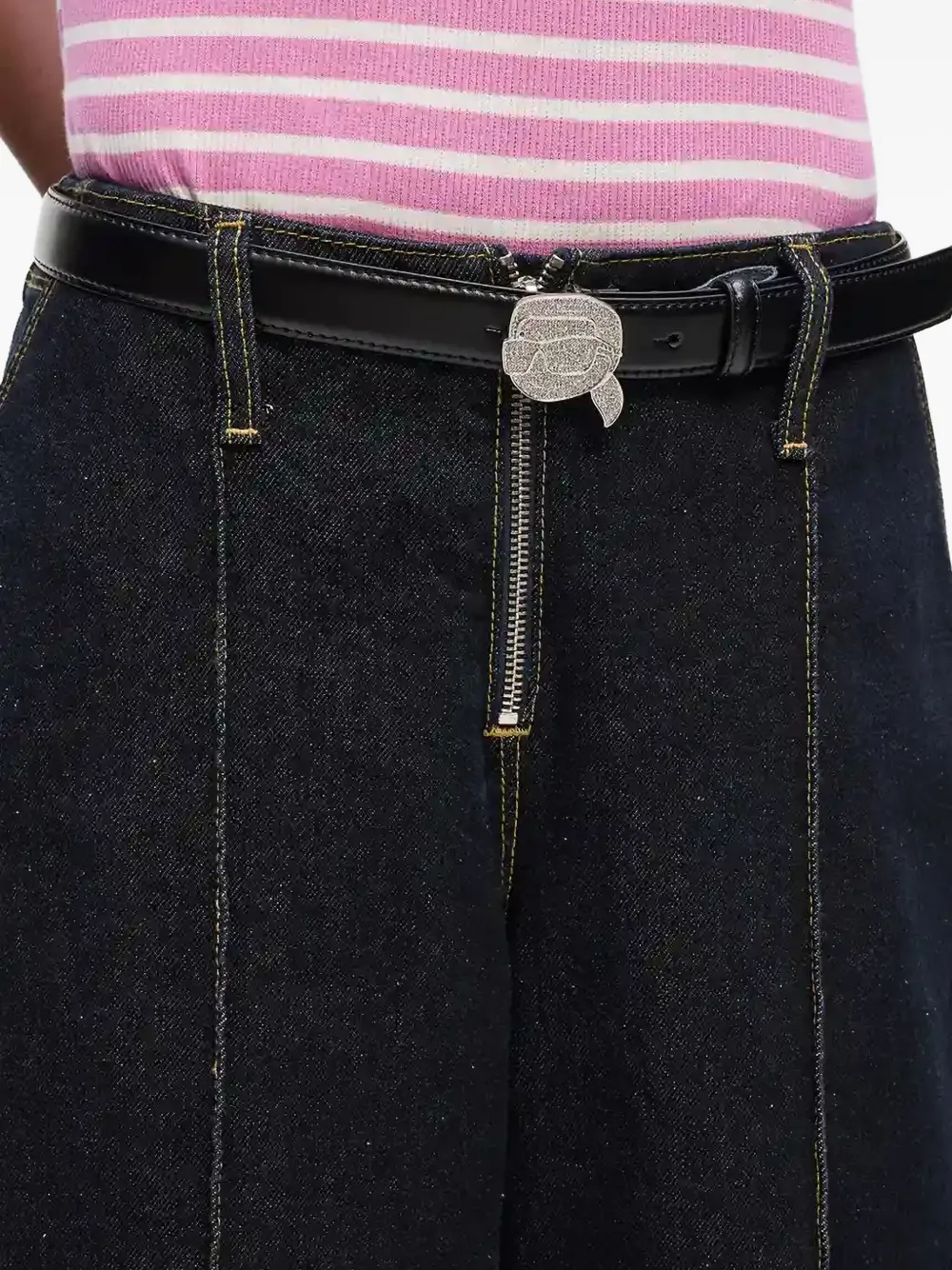 Karl Lagerfeld Embellished-buckle Belt In Black