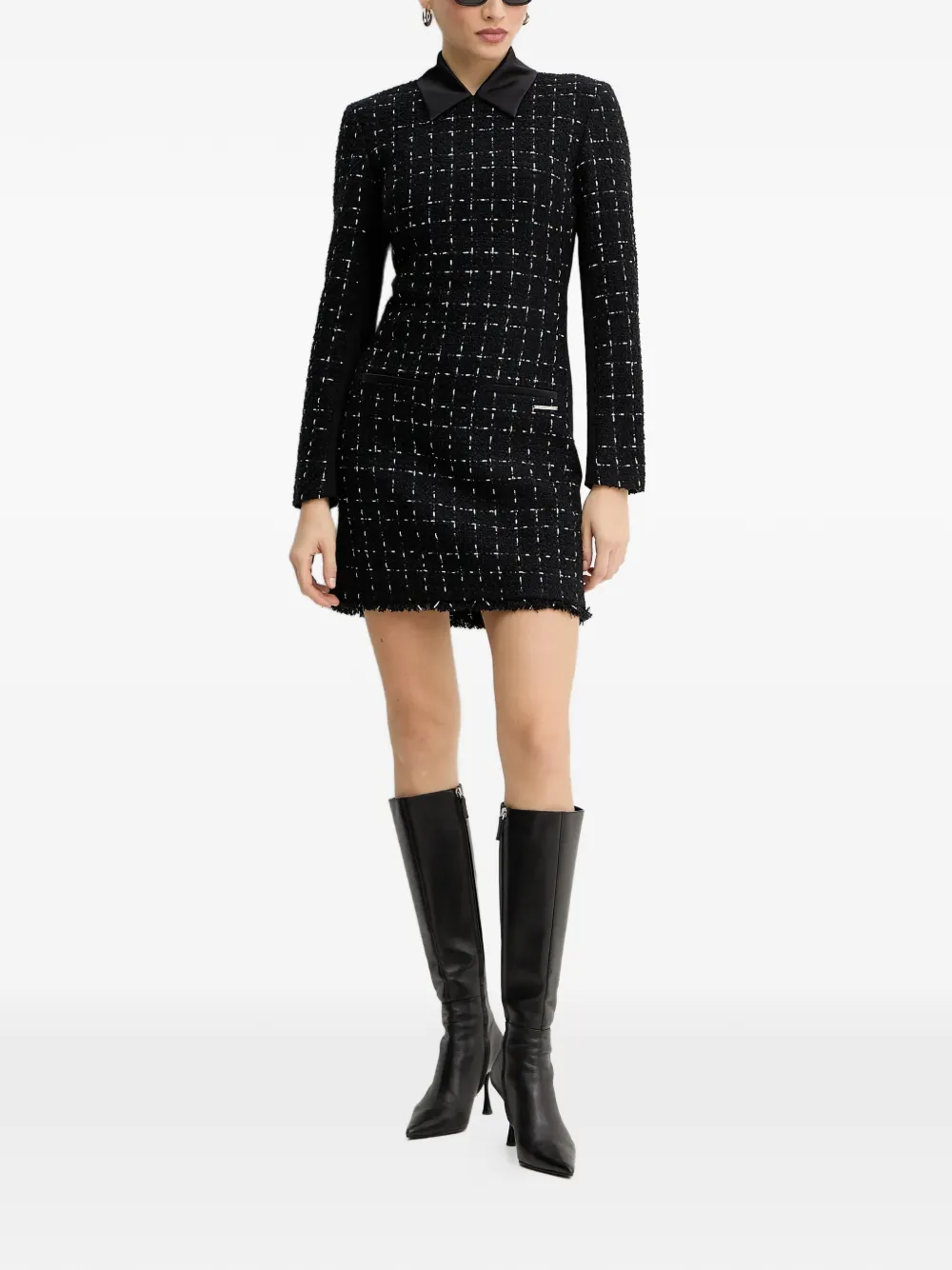Karl Lagerfeld Check-pattern Mini Dress In Black