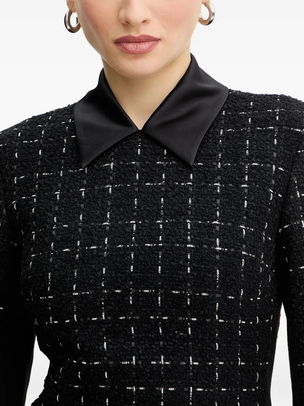 Karl Lagerfeld Check-pattern Mini Dress In Black