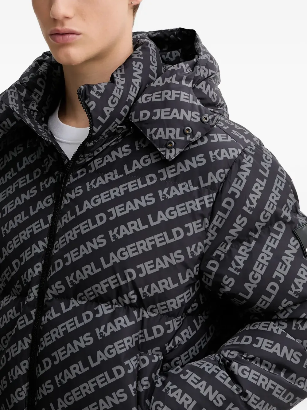 Karl Lagerfeld Jeans Gewatteerd jack met logo Zwart