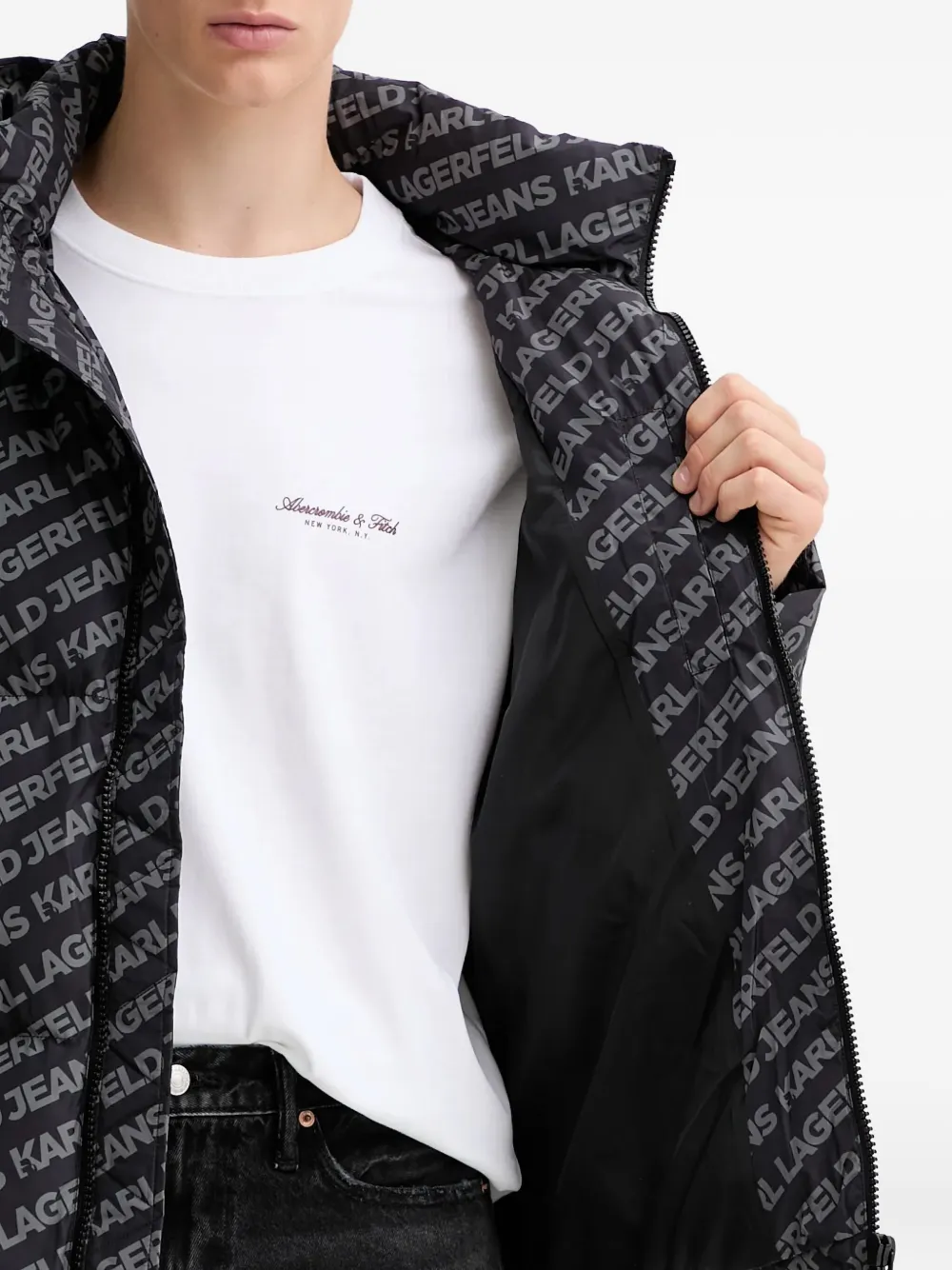 Karl Lagerfeld Jeans Gewatteerd jack met logo Zwart