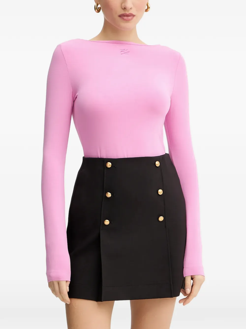 Karl Lagerfeld logo-embroidered top - Rosa