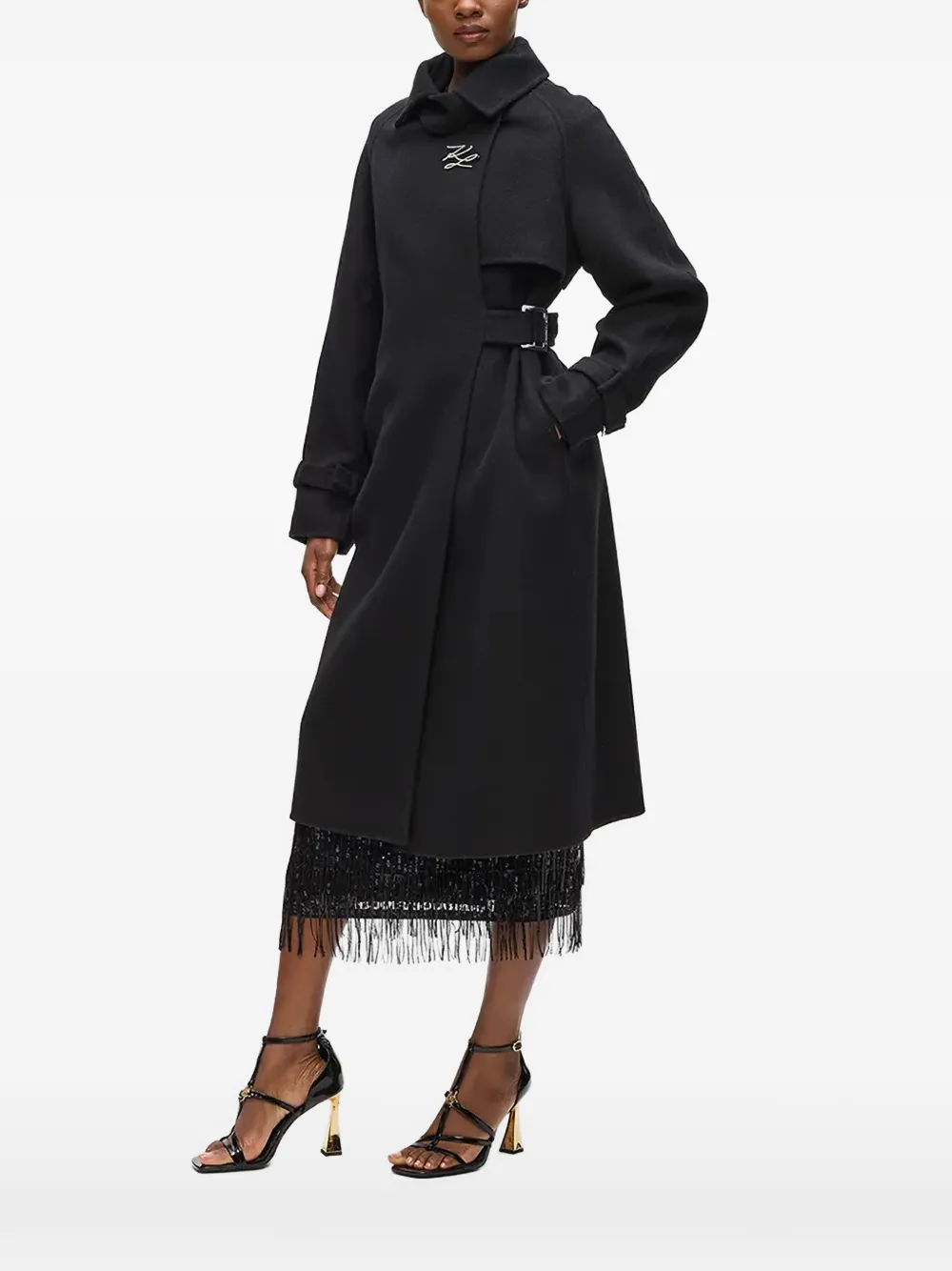 Karl Lagerfeld belted coat | Black | Image 1