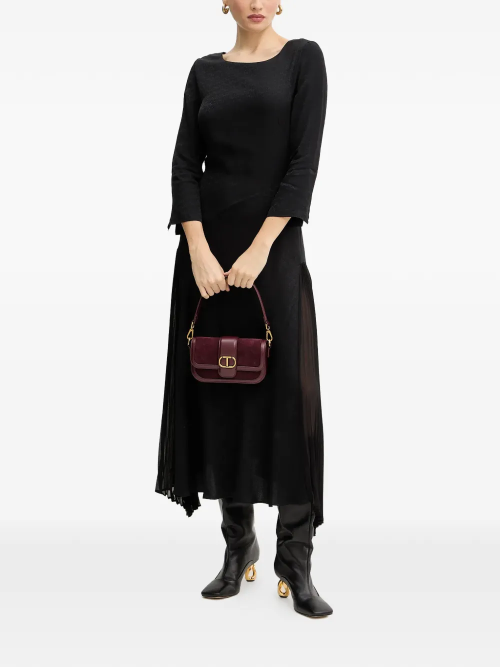 Karl Lagerfeld pleated midi dress - Zwart