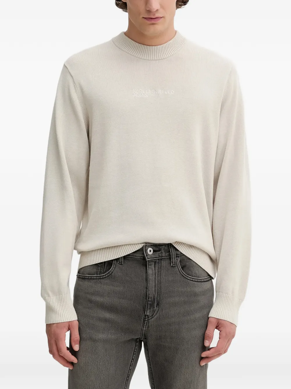 Karl Lagerfeld Jeans logo-detail crew-neck sweater | Neutrals | Image 1