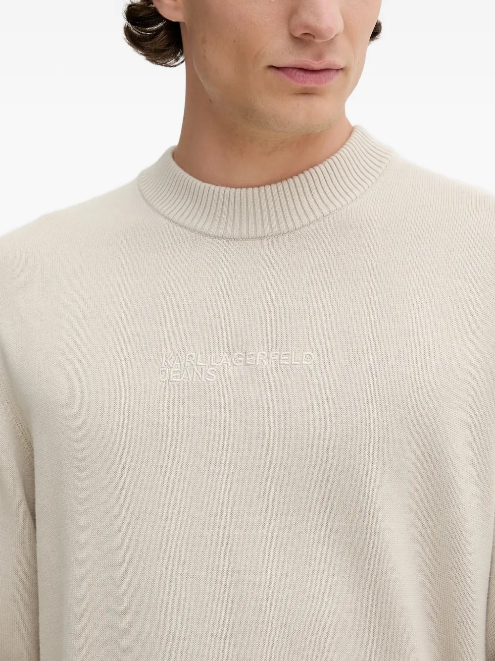 Karl Lagerfeld Jeans Trui met ronde hals en logodetail Beige