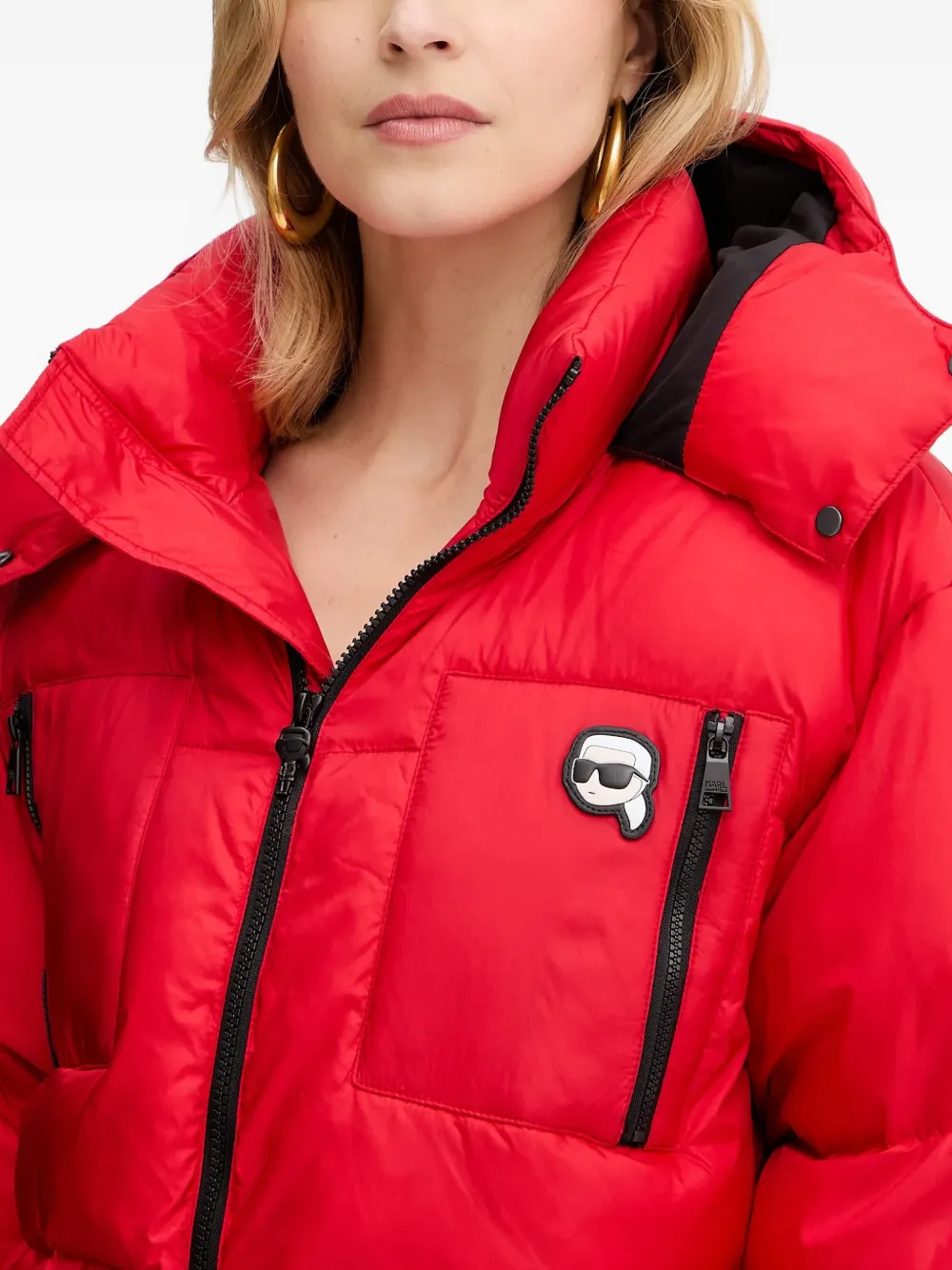 Karl Lagerfeld Donsjack met logopatch Rood