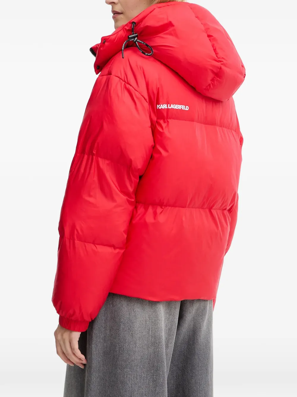 Karl Lagerfeld Donsjack met logopatch Rood