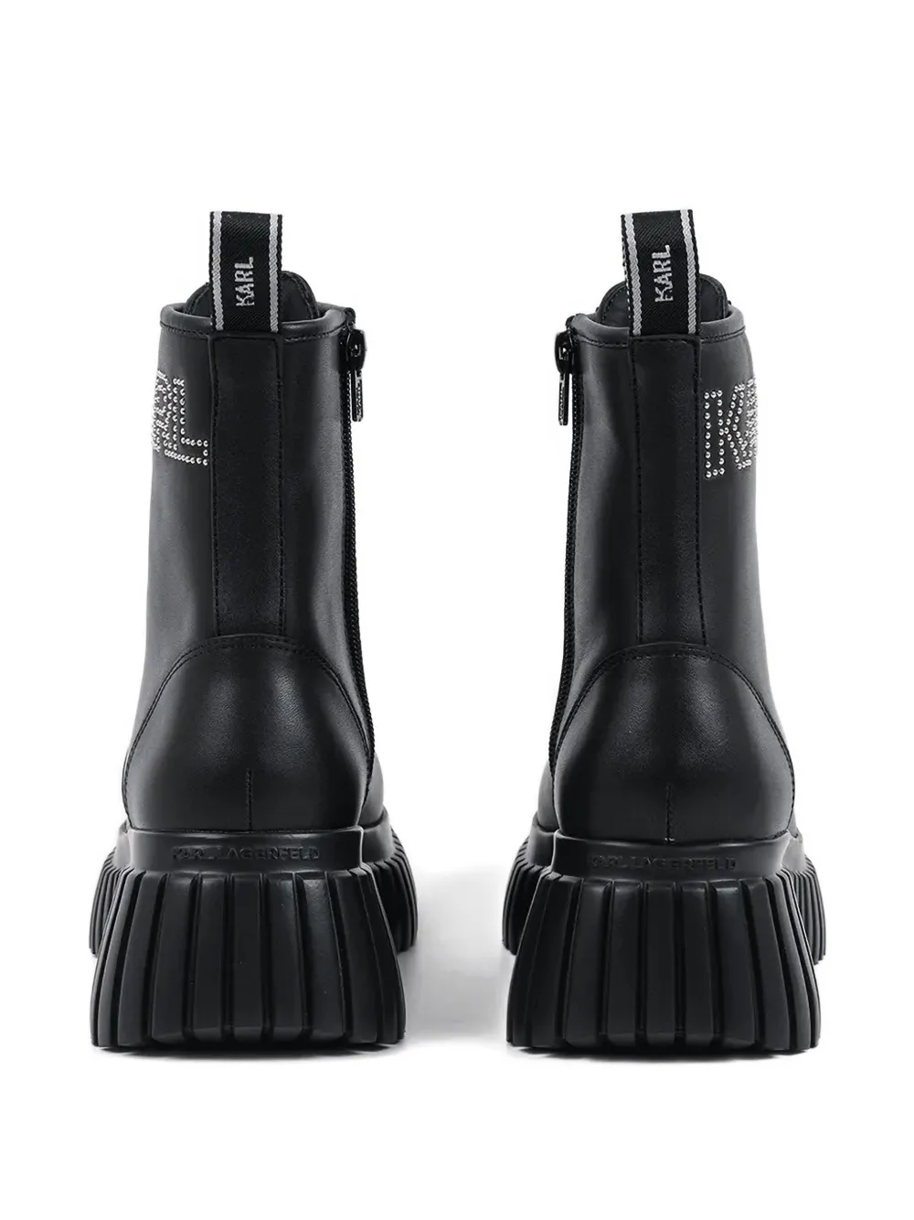 Karl Lagerfeld Logo-embellished Combat Boots In Black
