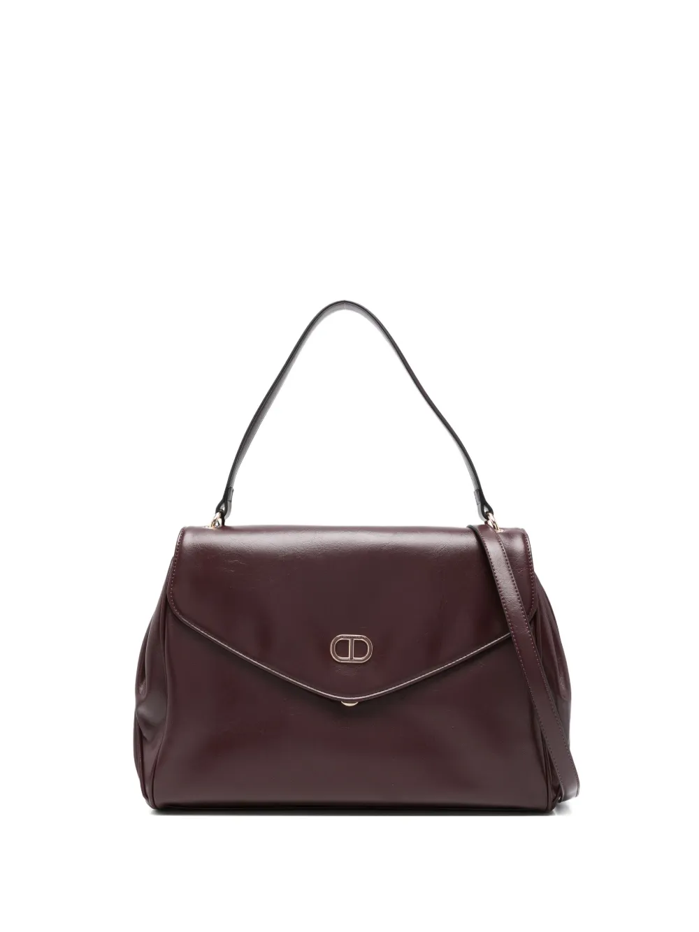 Twinset Leather Tote Bag In Brown