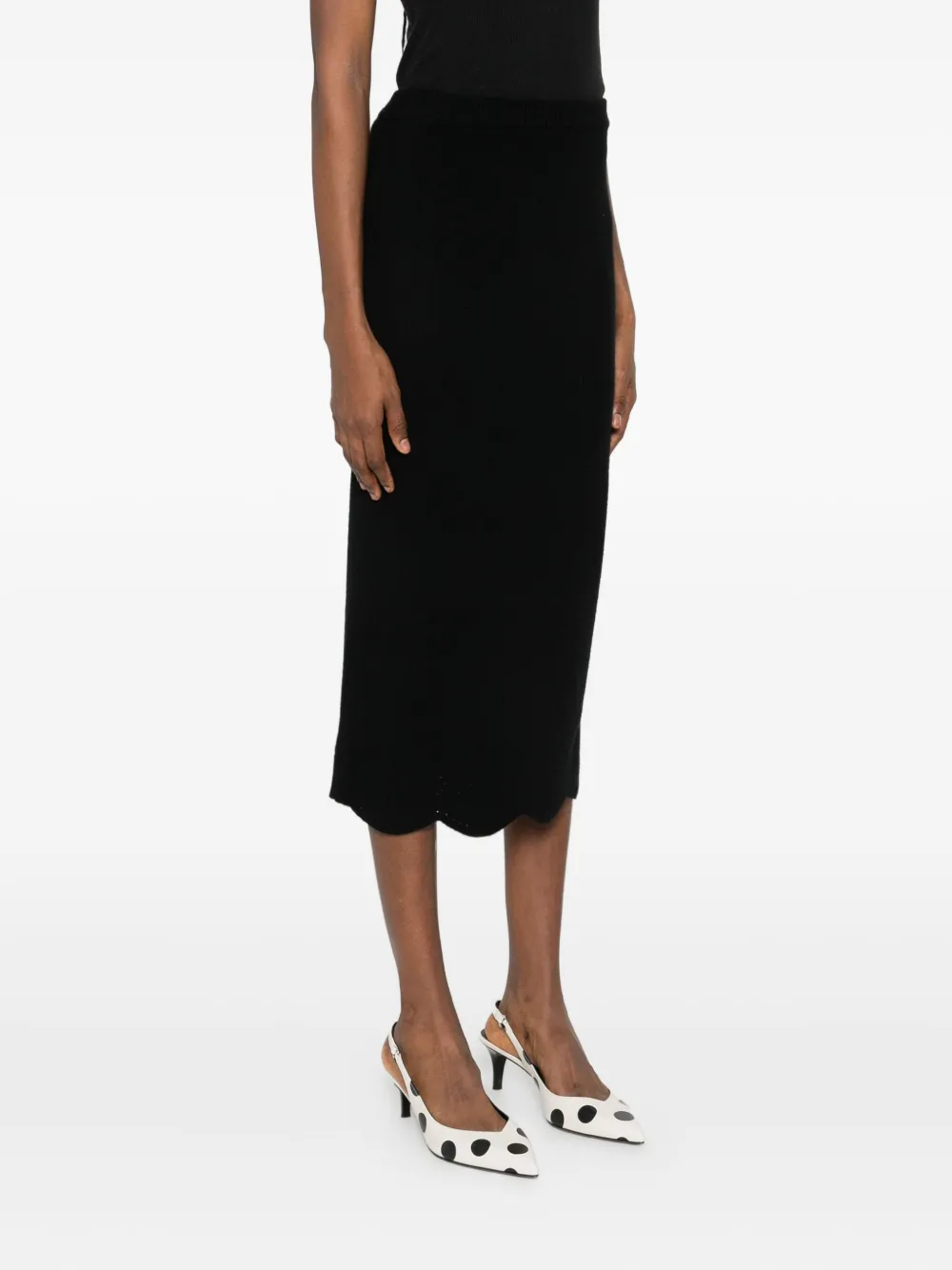 Twinset Scallop-hem Midi Skirt In Animal Print