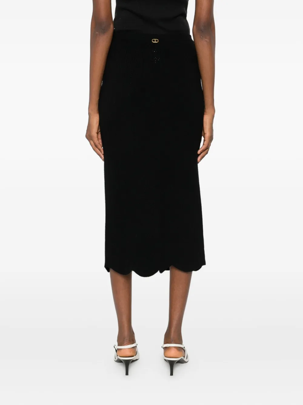 Twinset Scallop-hem Midi Skirt In Animal Print