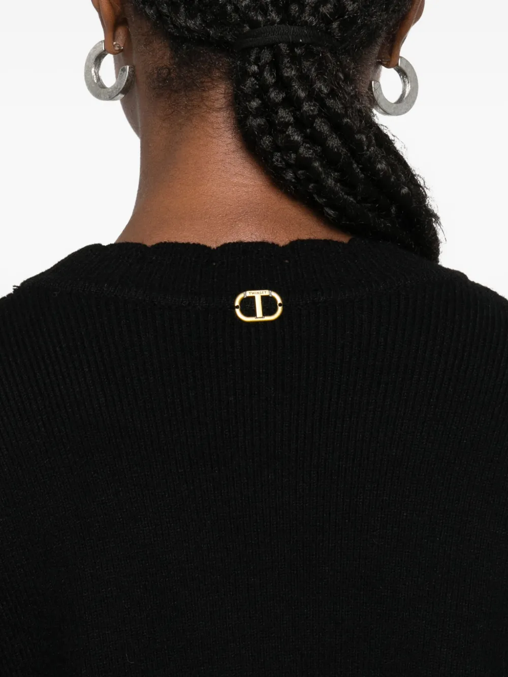 Twinset Black Sweater With Round Neckline In Black