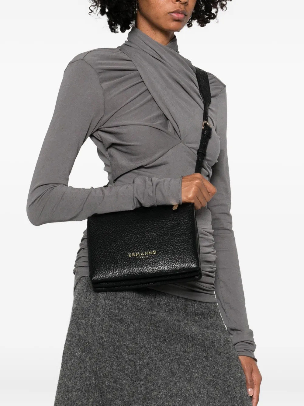 Ermanno Scervino Leather Satchel Bag In Black