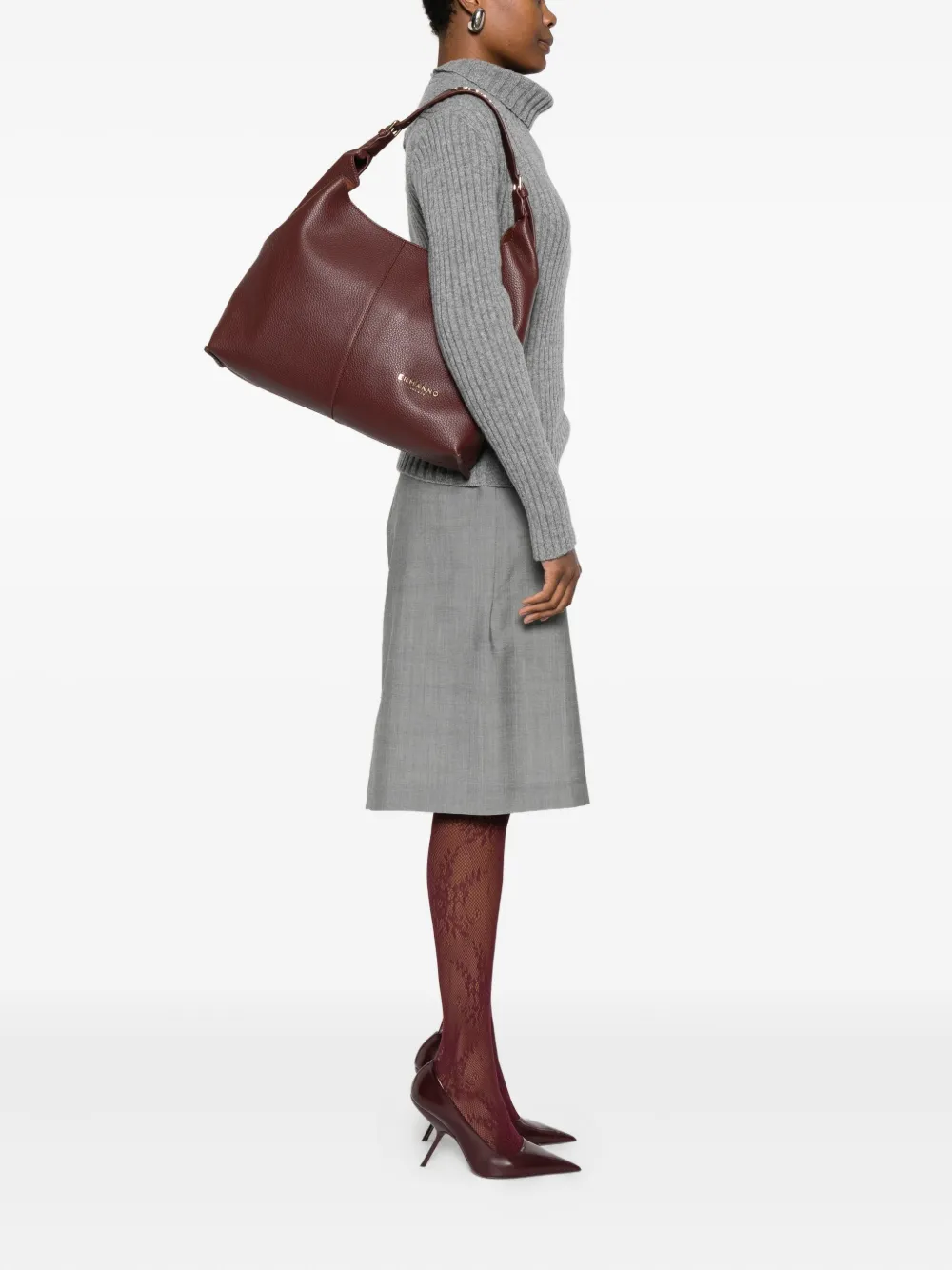 Ermanno Scervino Leather Shoulder Bag In Brown