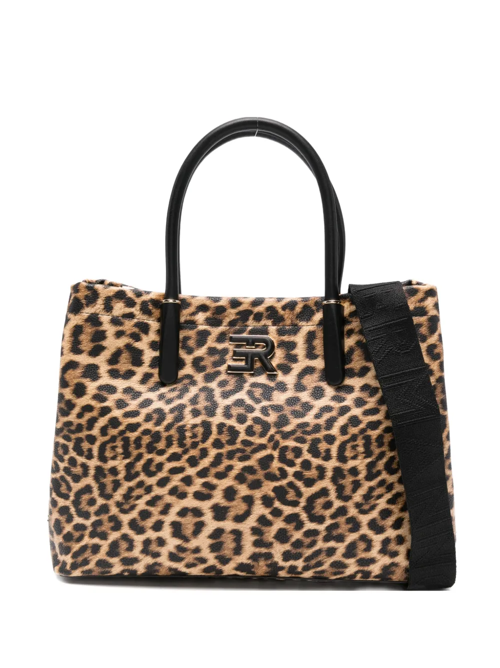 Ermanno Scervino Leopard-print Logo-plaque Tote Bag In Brown