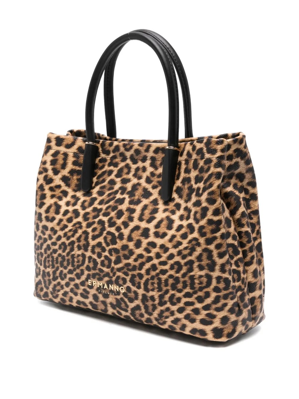 Ermanno Scervino Leopard-print Logo-plaque Tote Bag In Brown