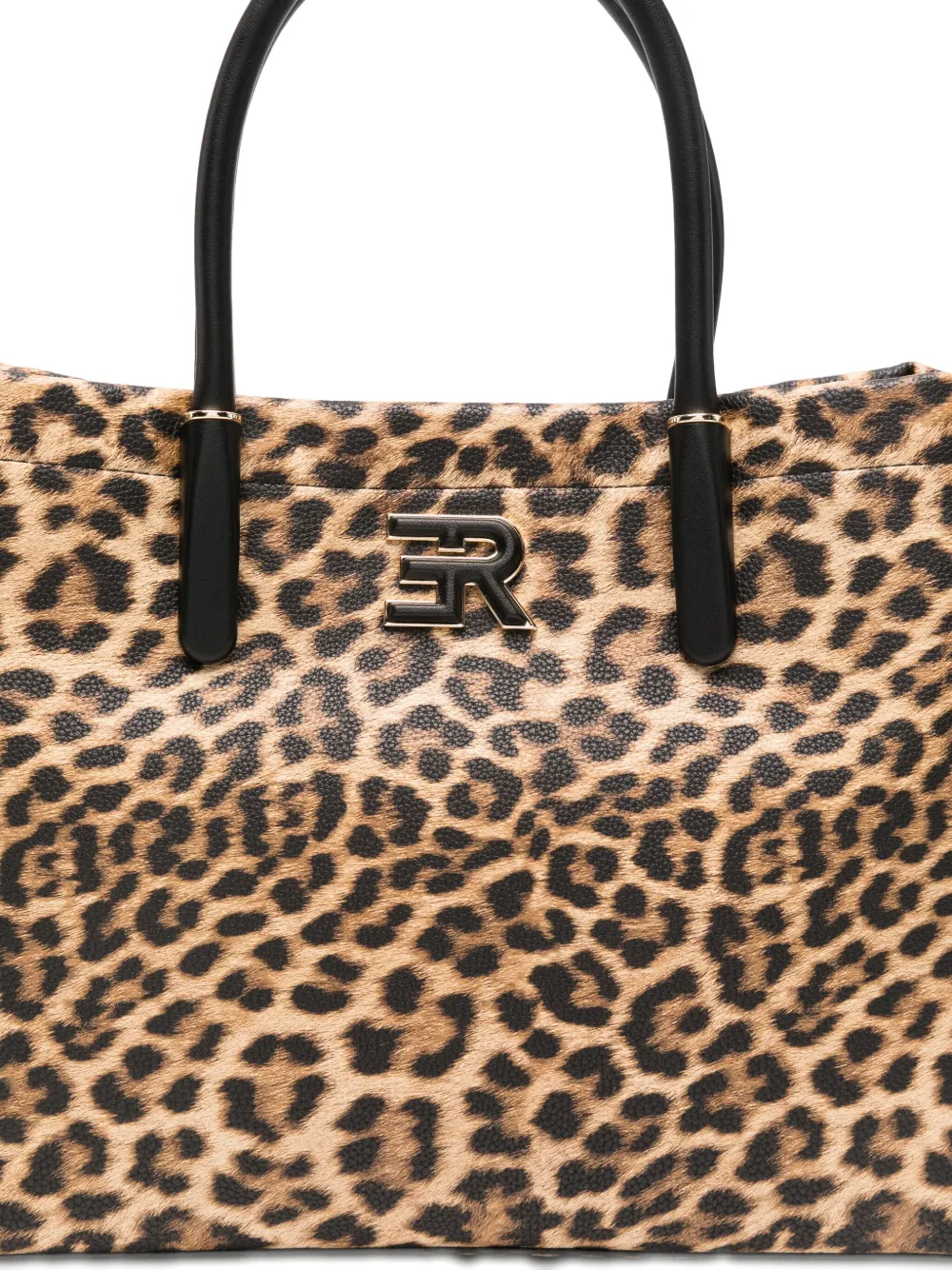 Ermanno Scervino Leopard-print Logo-plaque Tote Bag In Brown