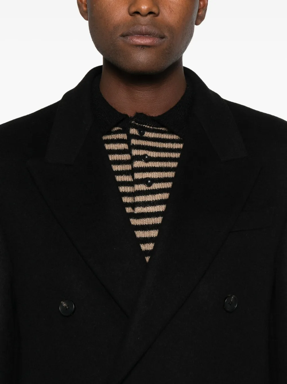 Tonywack Double-breasted Long Coat With Notch Lapel In Animal Print