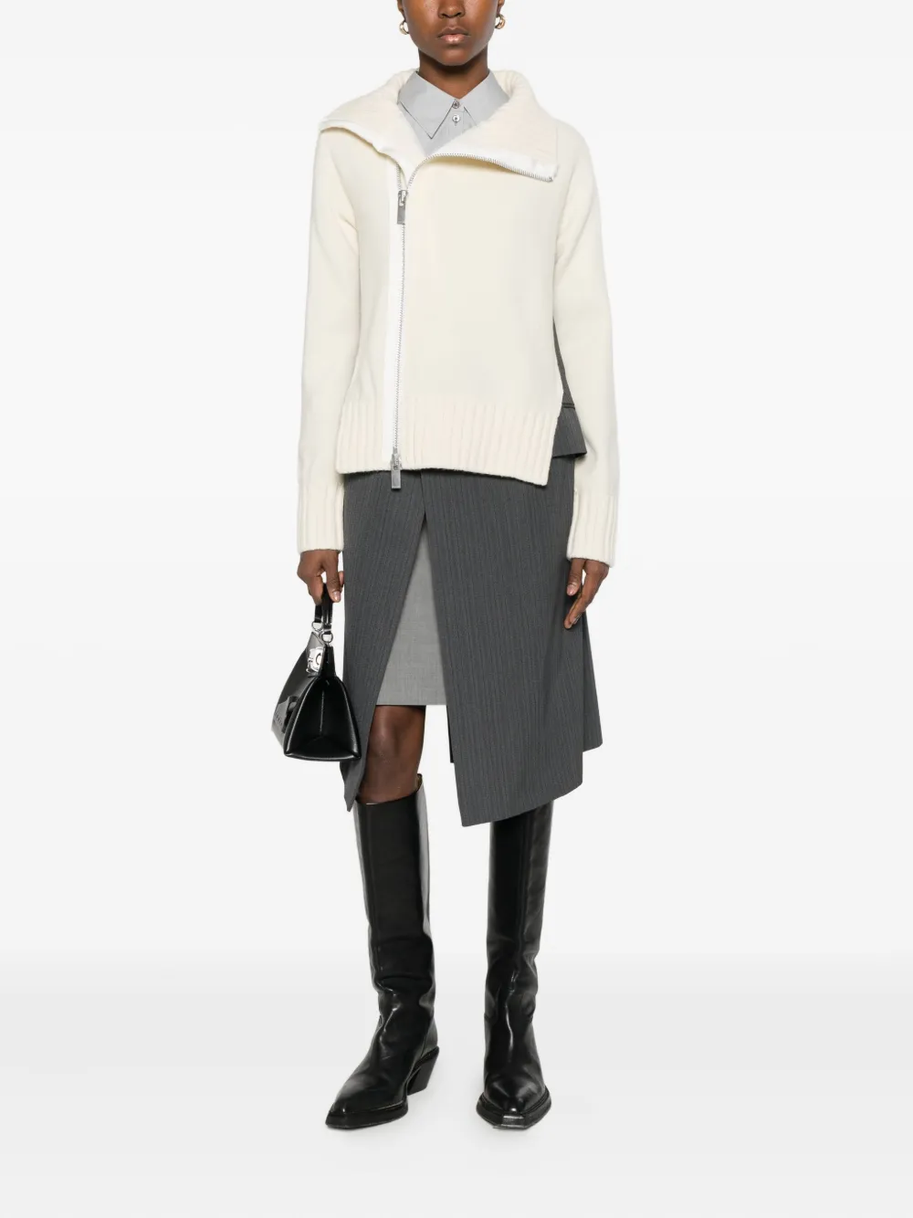 Sacai Panelled Jacket In Gray