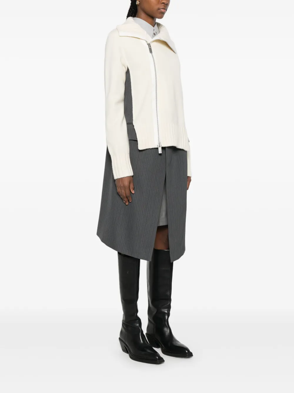 Sacai Panelled Jacket In Gray