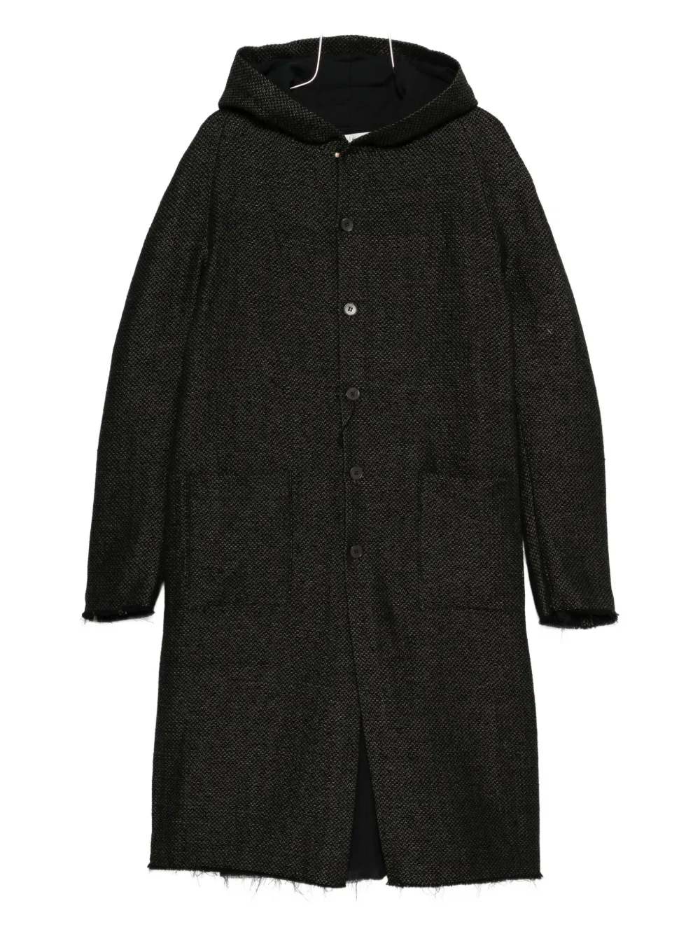 K'ang Hooded Button-up Coat In Black