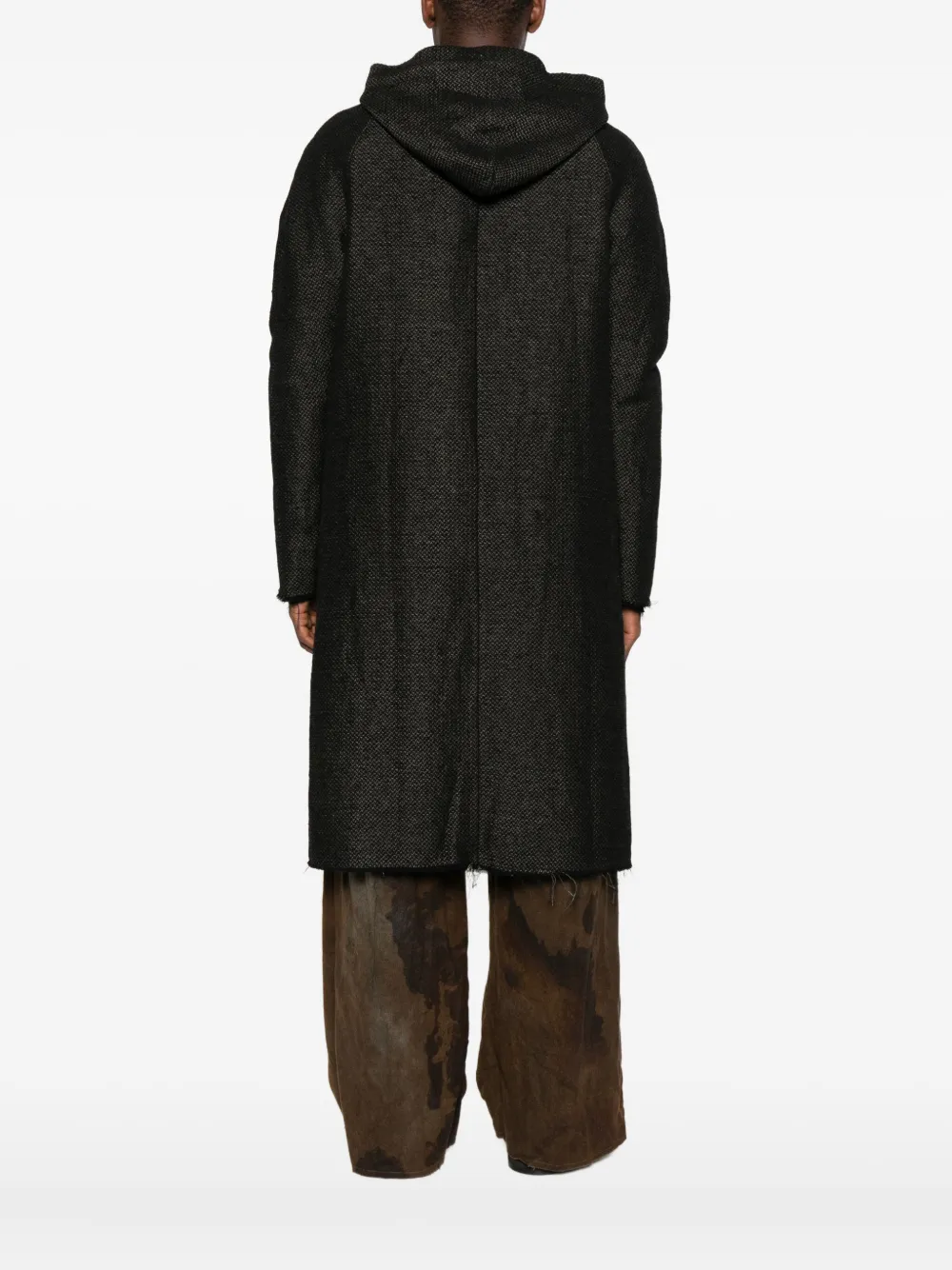 K'ang Hooded Button-up Coat In Black