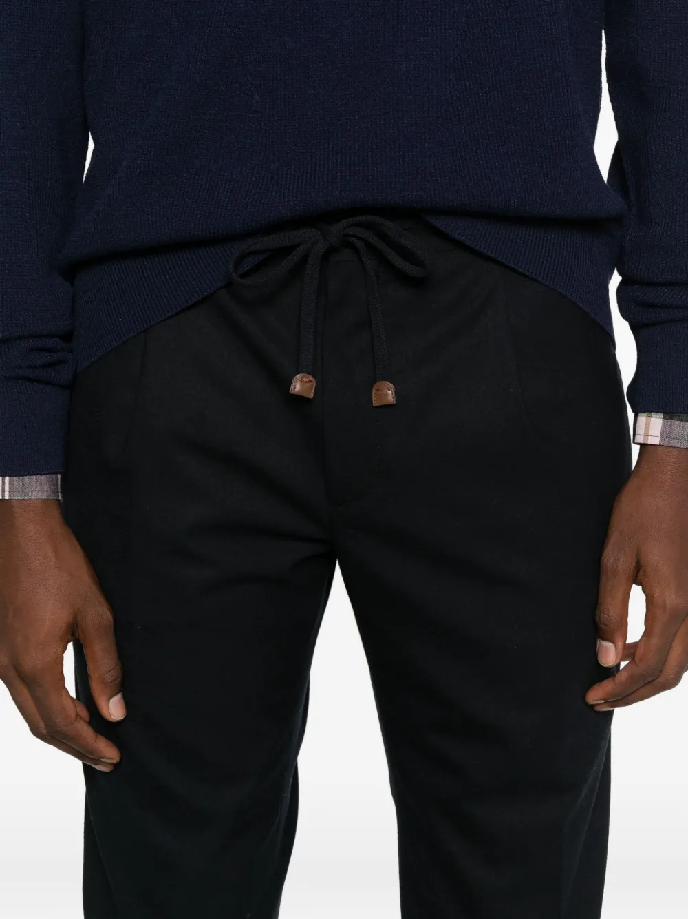 Incotex Drawstring Straight-leg Trousers In Black