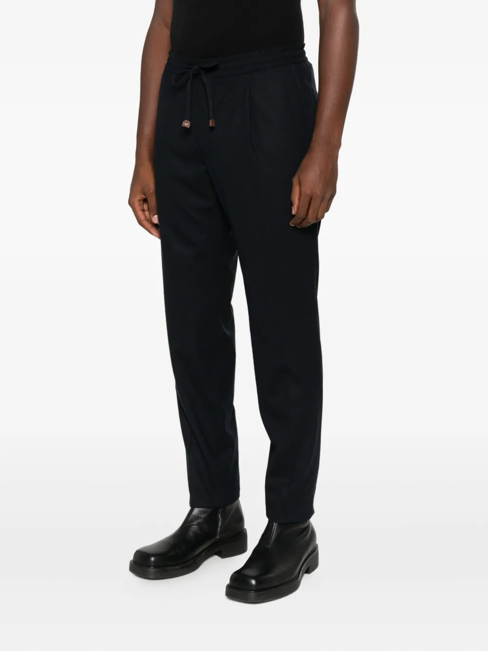 Incotex Drawstring Straight-leg Trousers In Black