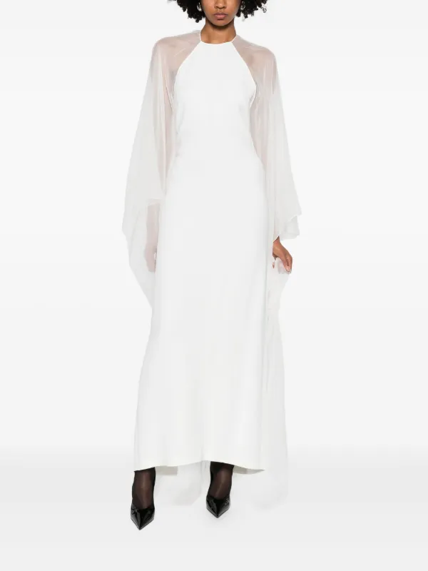 chinese dress ladies Celestial Elegance Sheer Lace Maxi Dress White