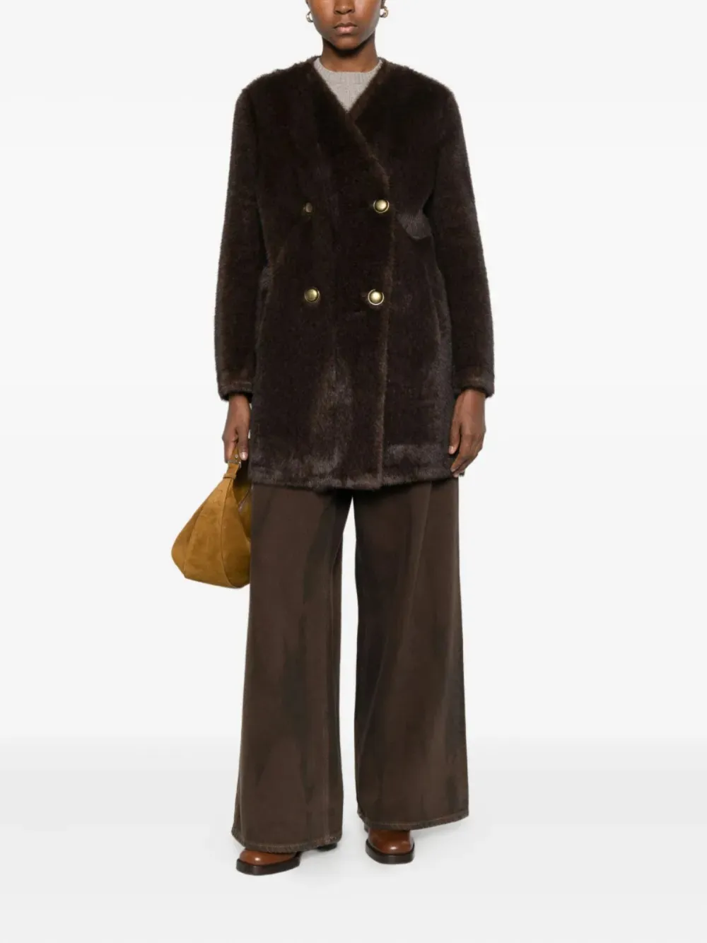 Glox Faux-fur Jacket In Brown