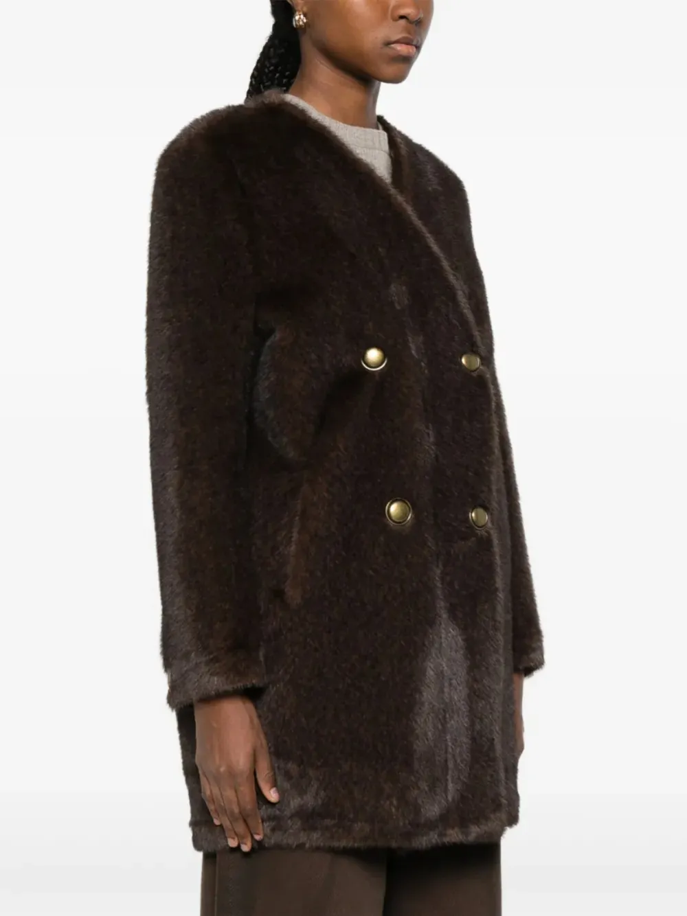 Glox Faux-fur Jacket In Brown