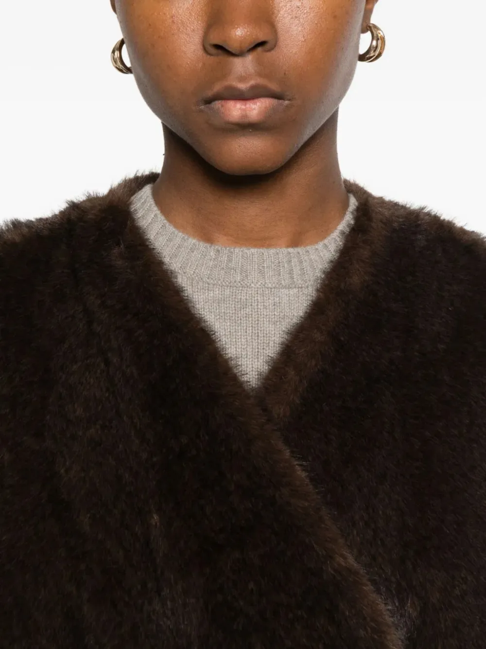 Glox Faux-fur Jacket In Brown