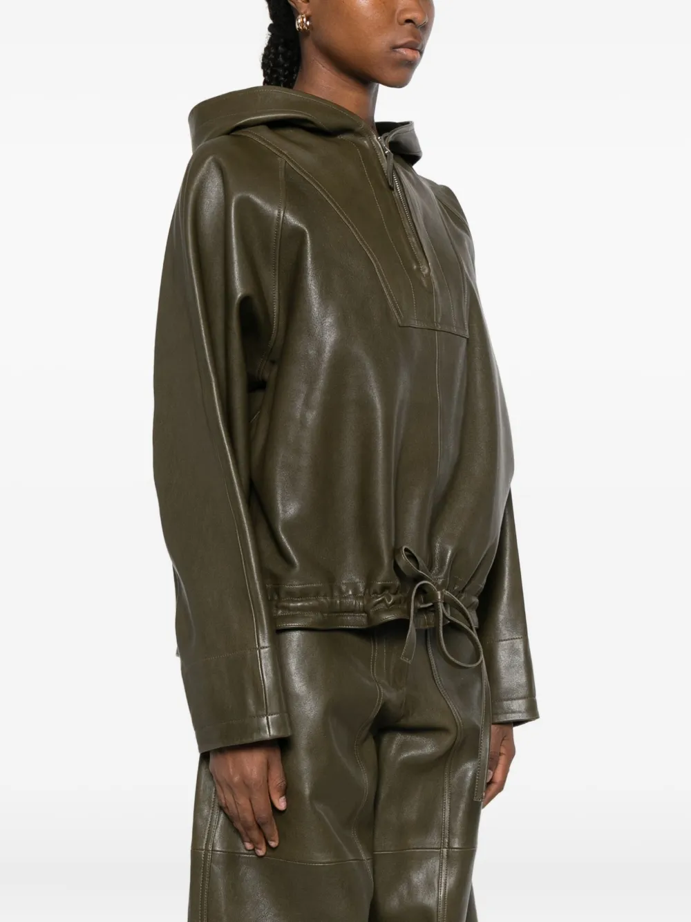 Co Leren hoodie Groen