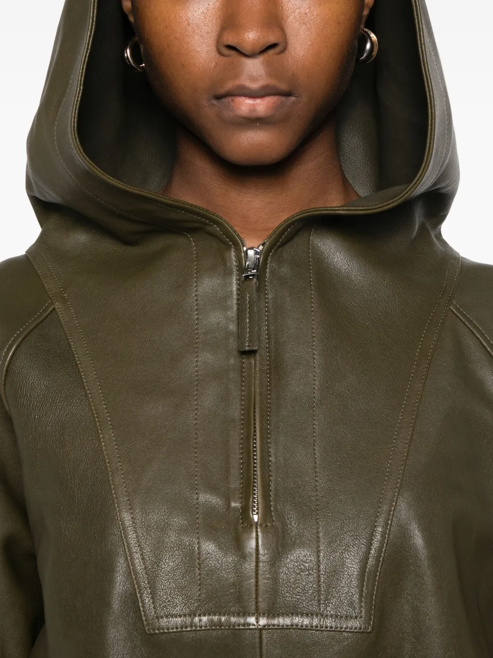 Co Leren hoodie Groen