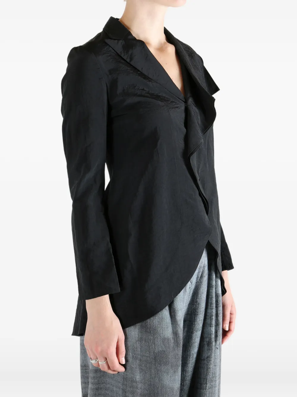 Yohji Yamamoto Ruffled-detail Jacket In Black