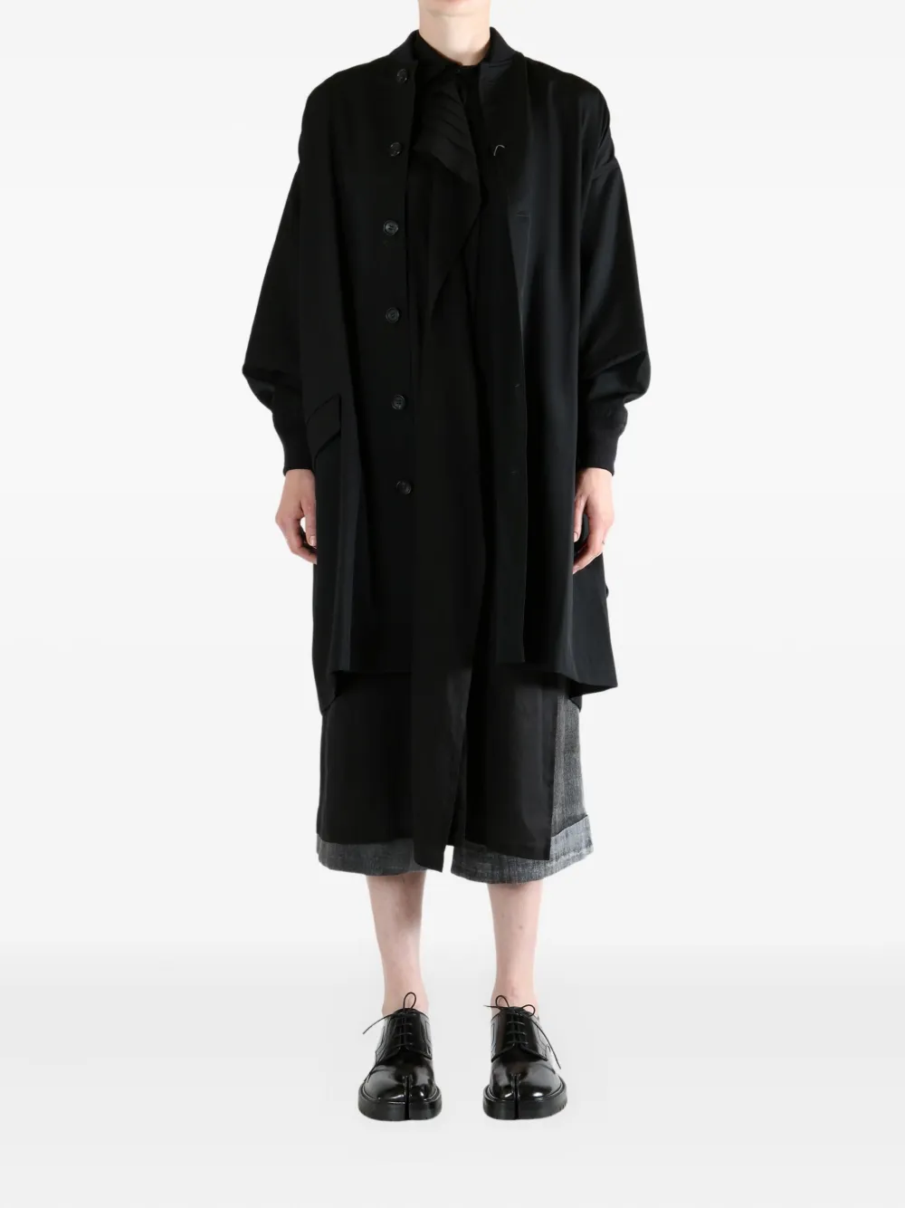 Yohji Yamamoto Wollen mantel - Zwart