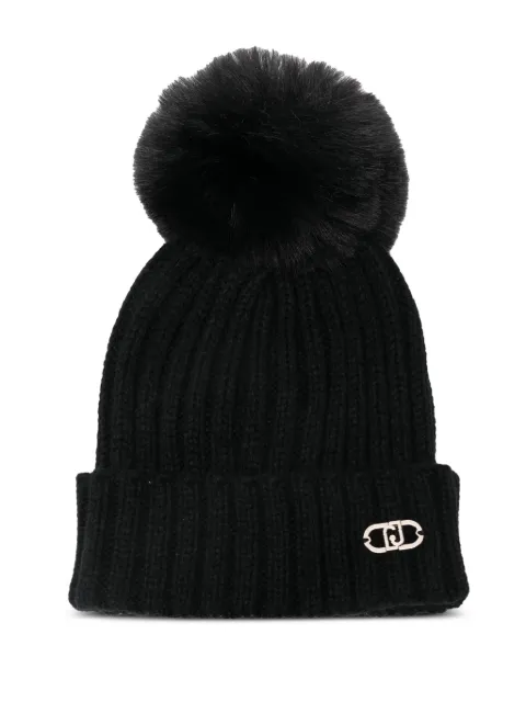 Liu Jo Kids gorro con placa del logo y detalle de pompones