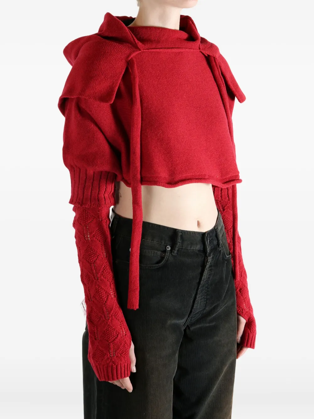 Yohji Yamamoto Cropped Hoodie In Red