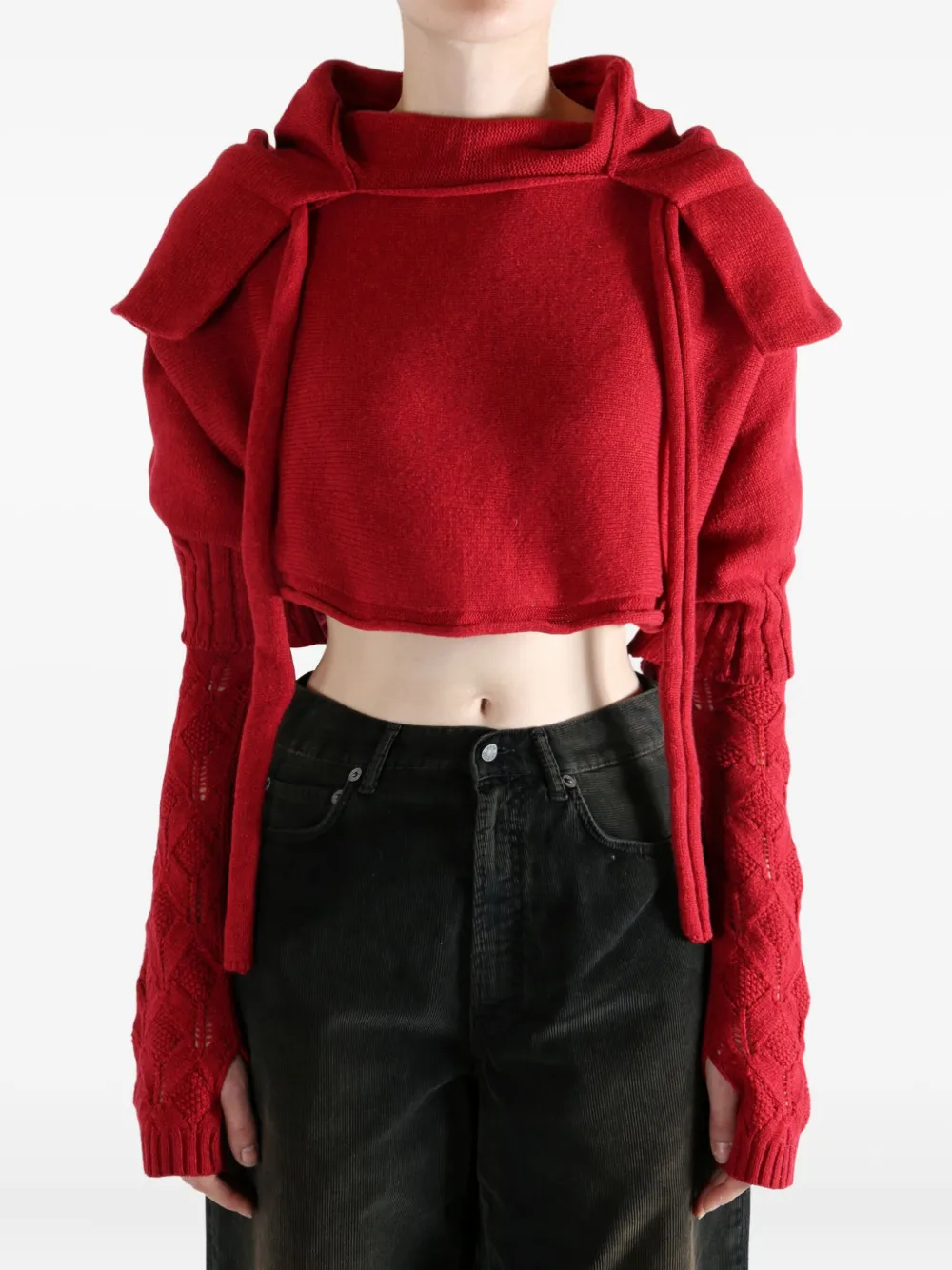 Yohji Yamamoto Cropped Hoodie In Red