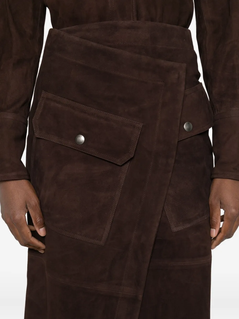 Co Flap-pocket Wrap Skirt In Brown