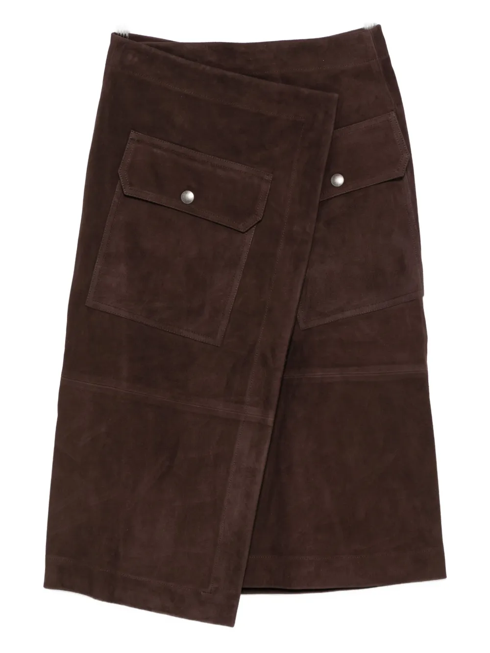 Co Flap-pocket Wrap Skirt In Brown